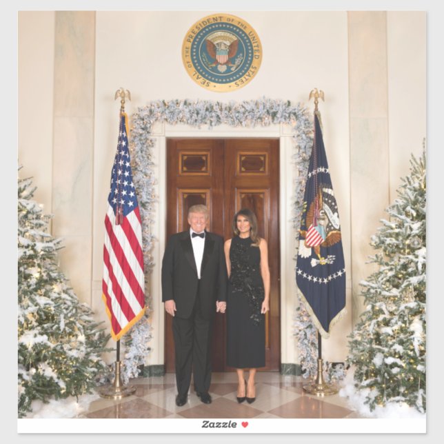 Donald & Melania Trumps Weihnachtsweißhaus Aufkleber (Blatt)