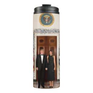 Donald & Melania Trumps Weihnachtsweißhaus Thermosbecher