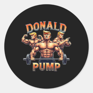 Donald Pump Lustiger Muskel Fitnessstudio Meme Runder Aufkleber