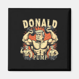 Donald Pump Trump Bodybuilding Lustig Retro Gym Me Magnet