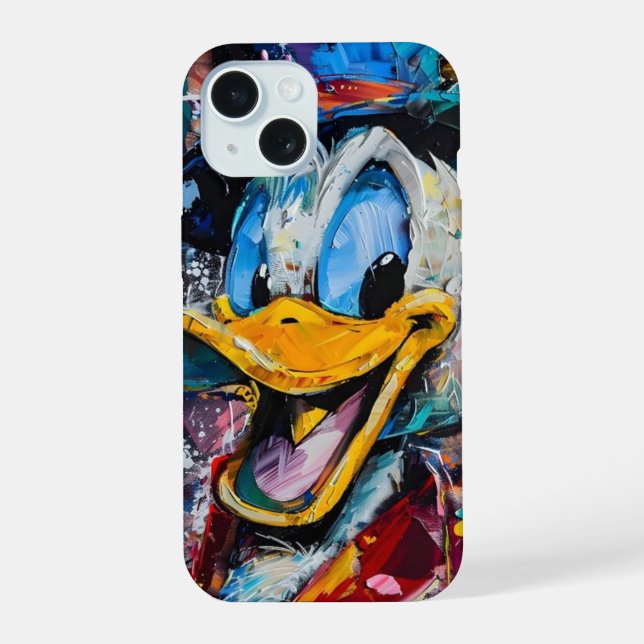 Donald the Duck farbenfrohe iPhone 15 Fall Hülle (Rückseite)