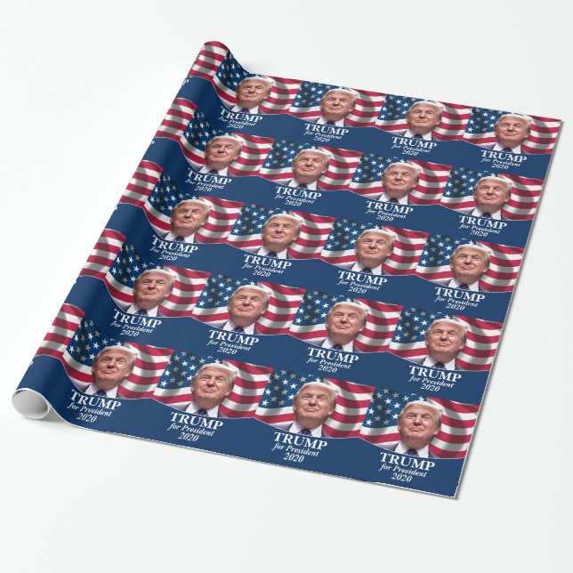 Donald Trump 2020 - Die amerikanische Flagge schwä Geschenkpapier (Ungerollt)