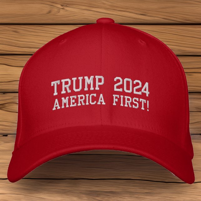 Donald Trump 2024 America First Red Hat Bestickte Baseballkappe (trump 2024 america first hat)