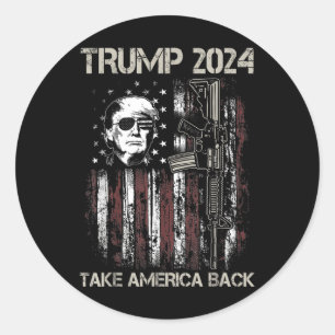 Donald Trump 2024: Amerika zurück in den USA Flagg Runder Aufkleber