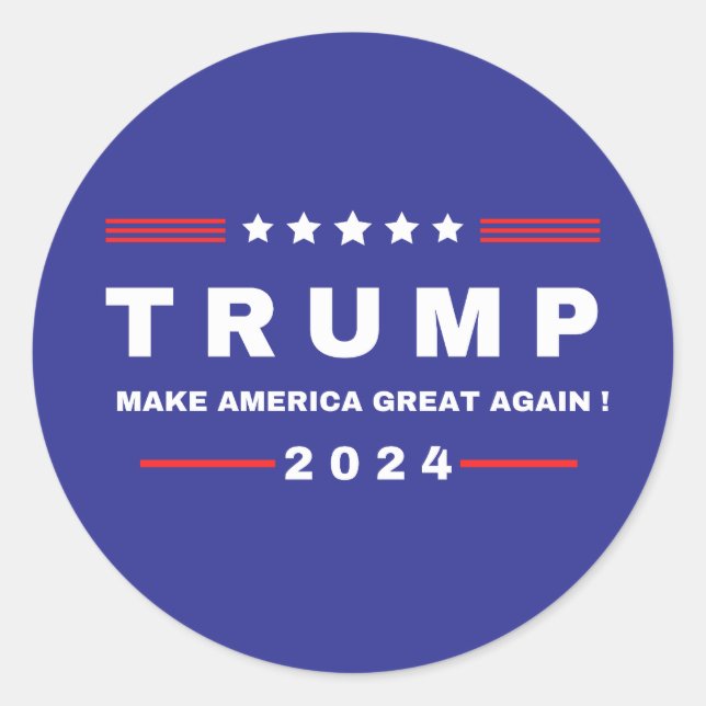 Donald Trump 2024 bringt Amerika wieder zurück Runder Aufkleber (Vorderseite)