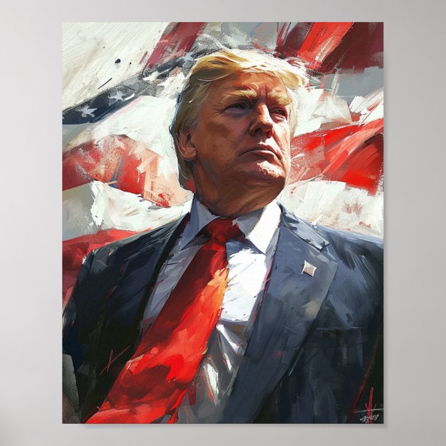 Donald Trump 2024 Heroic Oil Painting Style AI Poster (Vorne)