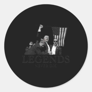 Donald Trump 2024 Legends Die nie Patriotic aus de Runder Aufkleber