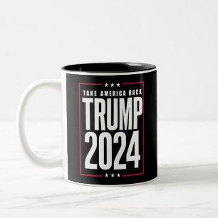 Donald Trump 2024 nimmt die Wahlen in Amerika zurü Zweifarbige Tasse