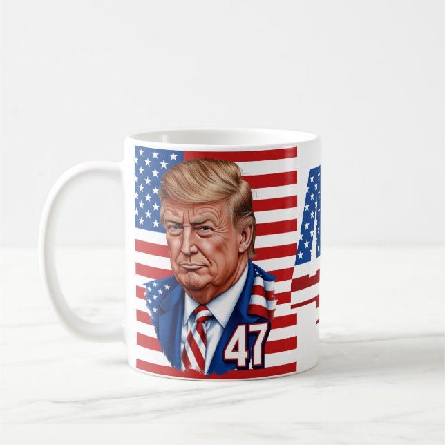 Donald Trump 2024 Präsident 47 Gewinner Kaffeetasse (Links)