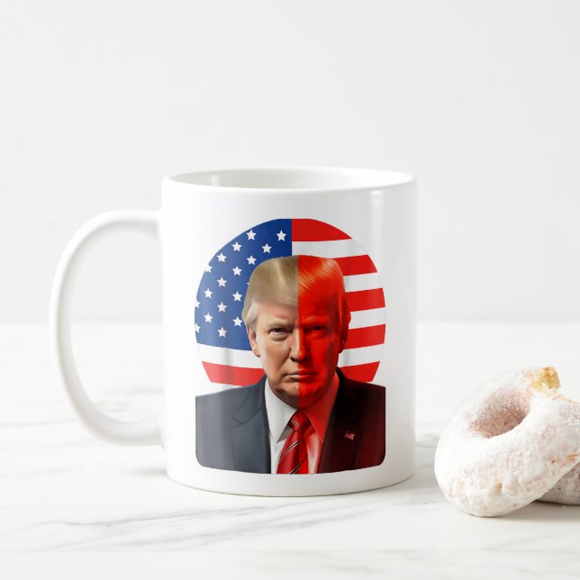 Donald Trump 2024 Präsident Legend American Flag Kaffeetasse (Mit Donut)