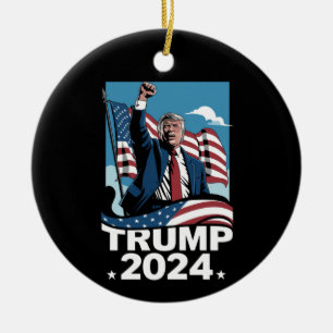 Donald Trump 2024 US-Wahl Amerikanische Flagge Keramik Ornament