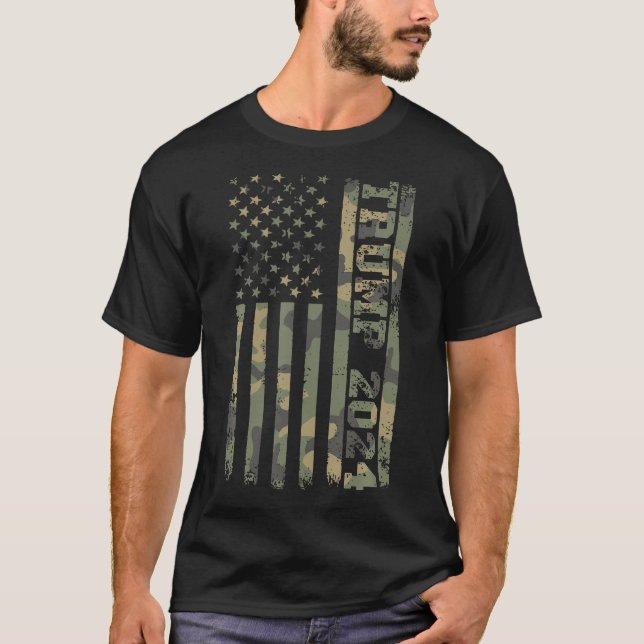 Donald Trump 2024 - Vintage Camouflage Amerikanisc T-Shirt (Vorderseite)