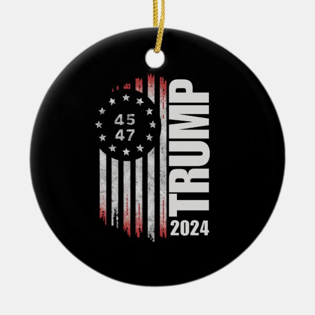 Donald Trump 2024 Wahl Abstimmung 45 47 Amerikaner Keramik Ornament (Vorne)
