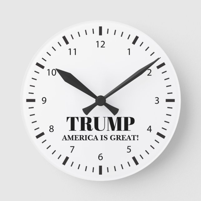 Donald Trump 2024 Wahl Amerika ist groß Runde Wanduhr (Vorderseite)
