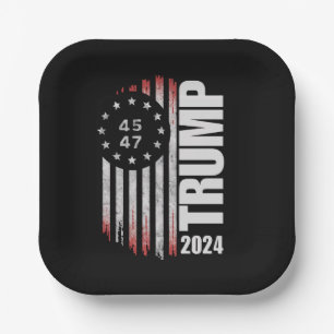 Donald Trump 2024 Wahlstimme 45 47 Amerikanisch  Pappteller