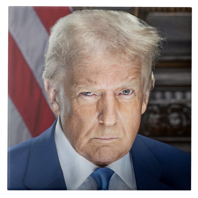 Donald Trump 2025 US-Präsident Portrait Fliese (Vorderseite)