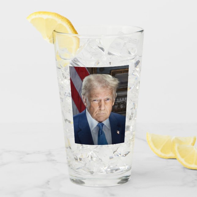 Donald Trump 2025 US-Präsident Portrait Glas (Vorderseite Ice)