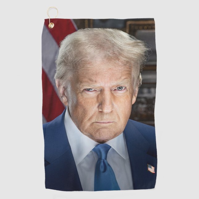 Donald Trump 2025 US-Präsident Portrait Golfhandtuch (Vorderseite)