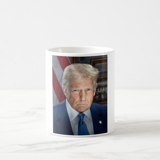 Donald Trump 2025 US-Präsident Portrait Kaffeetasse (Mittel)