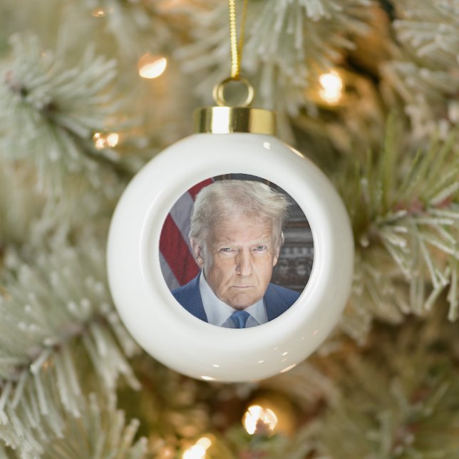 Donald Trump 2025 US-Präsident Portrait Keramik Kugel-Ornament (Baum)