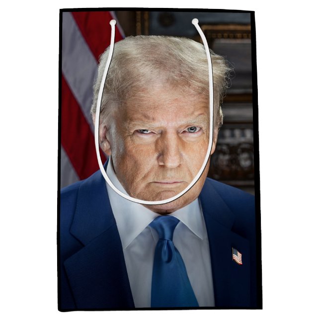 Donald Trump 2025 US-Präsident Portrait Mittlere Geschenktüte (Vorderseite)