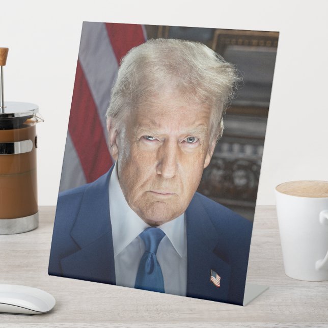 Donald Trump 2025 US-Präsident Portrait Sockelschild (In Situ)