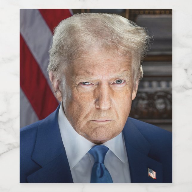 Donald Trump 2025 US-Präsident Portrait Weinetikett (Einzelnes Label)