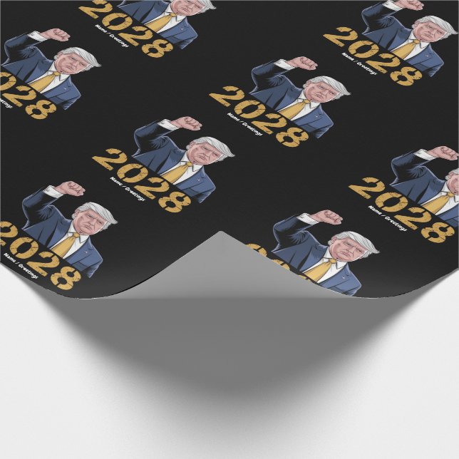 Donald Trump 2028 Pro Trump USA Flag wählen Geschenkpapier (Ecke)