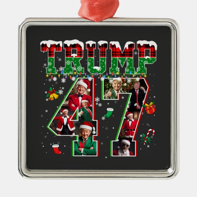Donald Trump 47. Präsident 2024 Weihnachten Weihna Ornament Aus Metall (Vorne)