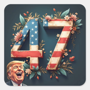 Donald Trump 47 Quadratischer Aufkleber