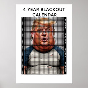 DONALD TRUMP 4-JAHRES-SCHWARZ-KALENDER HUMOR POSTER