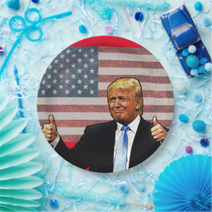 DONALD TRUMP 4TH OF JULI PARTY PAPER PLATES PAPPTELLER