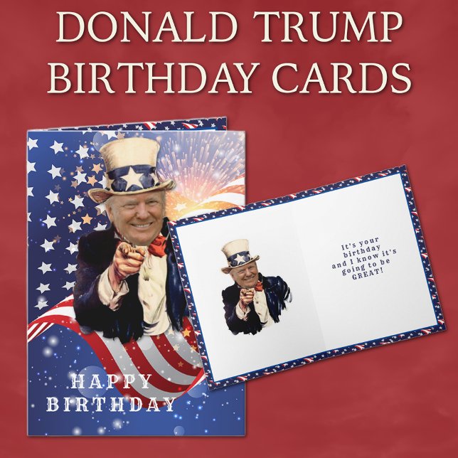 DONALD TRUMP AMERIKAN FLAG BIRTHDAY CARD KARTE (President DONALD TRUMP sends patriotic birthday greetings! )