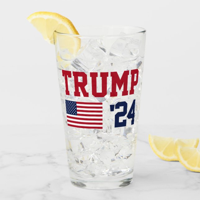 Donald Trump - Amerikanische Flagge 2024 Glas (Vorderseite Ice)