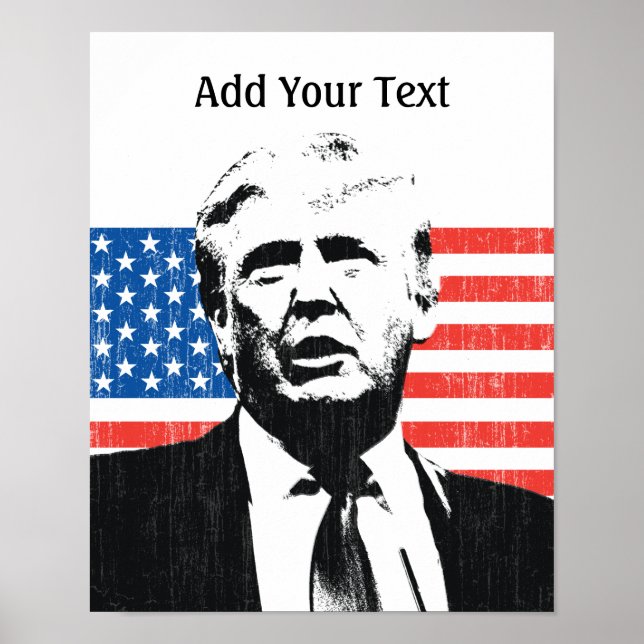 Donald Trump - Amerikanische Flagge - Benutzerdefi Poster (Vorne)