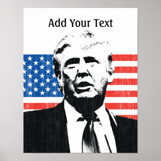 Donald Trump - Amerikanische Flagge - Benutzerdefi Poster (Vorne)
