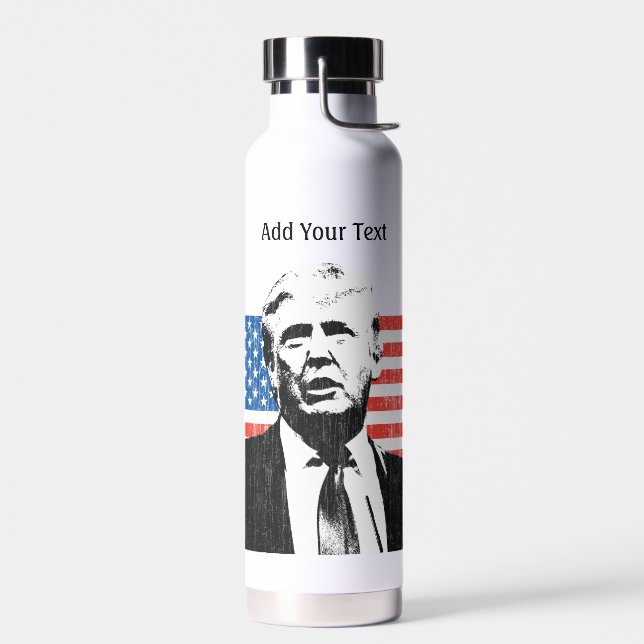 Donald Trump - Amerikanische Flagge - Benutzerdefi Trinkflasche (Links)