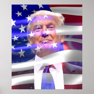 Donald Trump Amerikanische Flagge Poster
