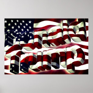 Donald Trump Amerikanische Flagge Poster