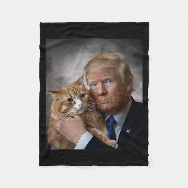Donald Trump And Cat Funny Trump And Cat, Litical  Fleecedecke (Vorderseite)