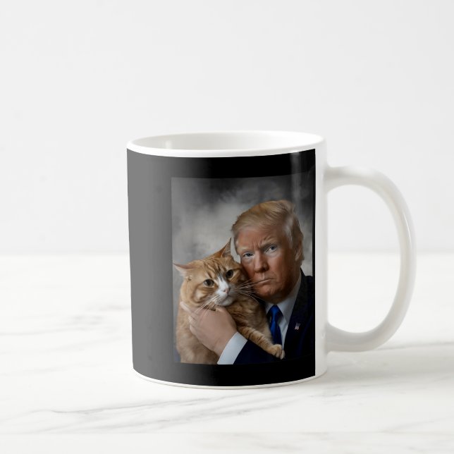 Donald Trump And Cat Funny Trump And Cat, Litical  Kaffeetasse (Rechts)