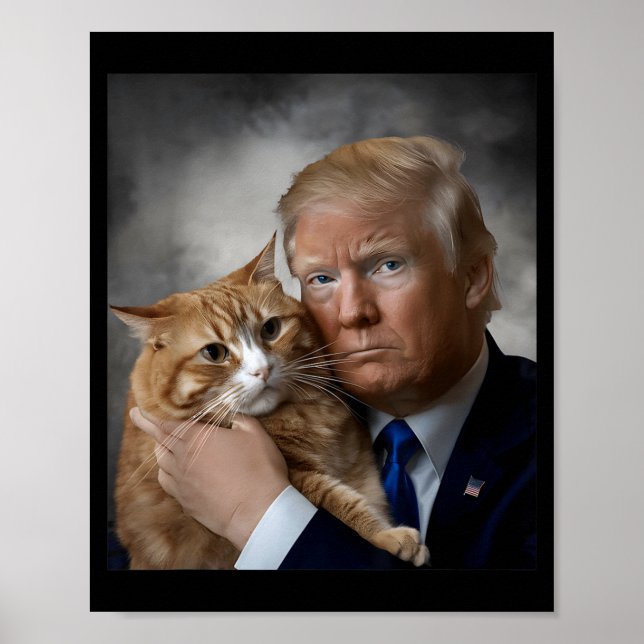 Donald Trump And Cat Funny Trump And Cat, Litical  Poster (Vorne)