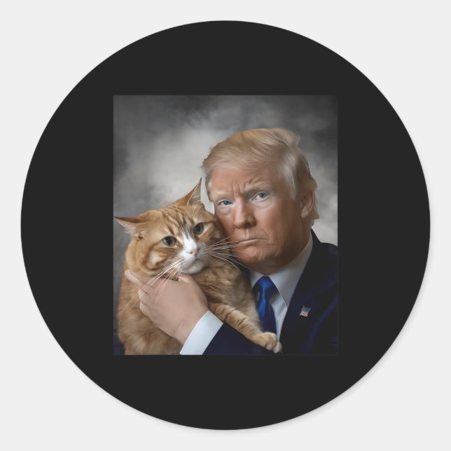 Donald Trump And Cat Funny Trump And Cat, Litical  Runder Aufkleber (Vorderseite)