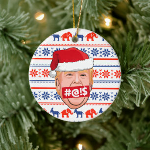 DONALD TRUMP Angry Christmas Keramik Ornament