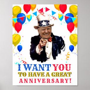 Donald Trump anlässlich des Jahrestags der Feierli Poster