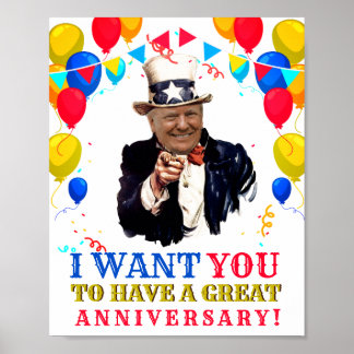 Donald Trump anlässlich des Jahrestags der Feierli Poster