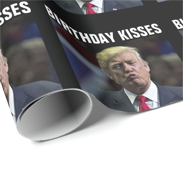 DONALD TRUMP BIRTHDAY KISS WRAPPING PAPIER GESCHENKPAPIER (Rolleneckpunkt)