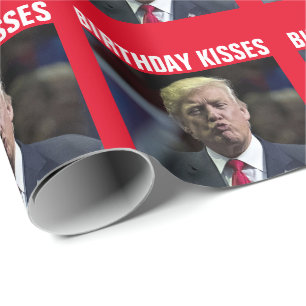 DONALD TRUMP BIRTHDAY KISS WRAPPING PAPIER GESCHENKPAPIER