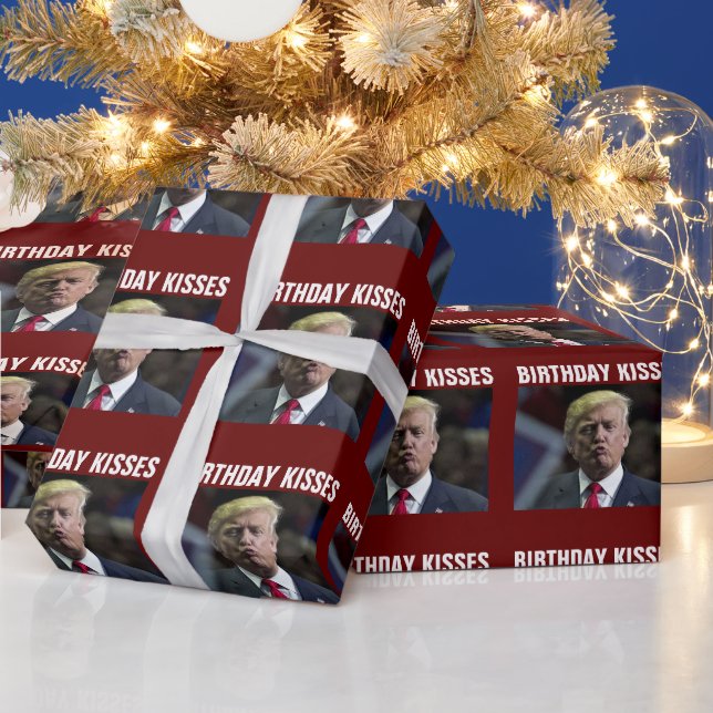 DONALD TRUMP BIRTHDAY KISS WRAPPING PAPIER GESCHENKPAPIER (Feiertage)
