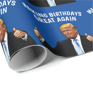 DONALD TRUMP BIRTHDAY WRAPPING PAPIER GESCHENKPAPIER